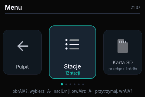 Menu ustawień